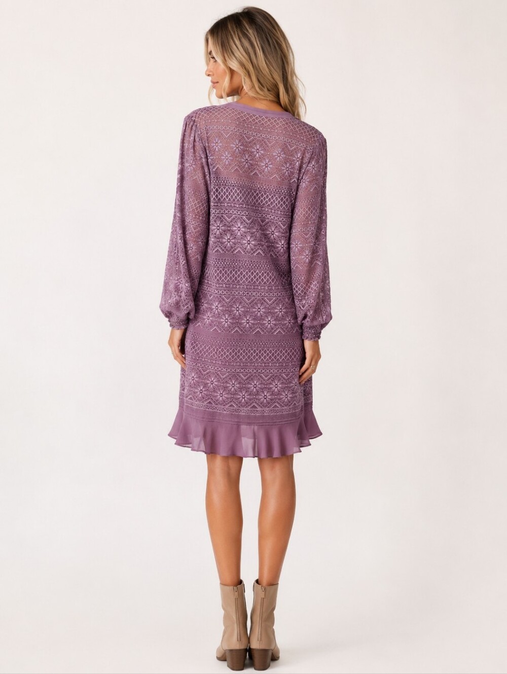 Sundance Maxine Lace Dress In Purple Large New Boho Prairie Romantic Festival - Picture 2 of 11